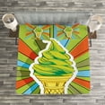 thumbnail image 3 of Ambesonne Art Quilted Bedspread Set 3 Pcs, Ice Cream on a Cone, King Size, Lime Green Multicolor, 3 of 3