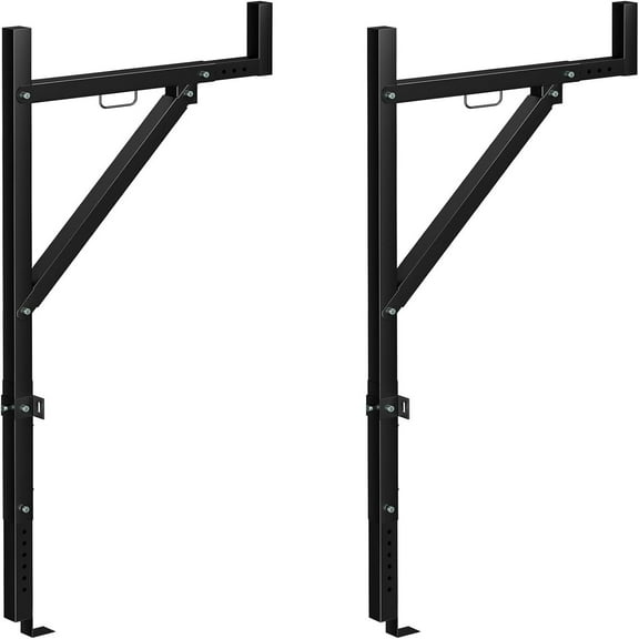 Ataucjin Truck Rack, 19-34inch Extendable Truck Ladder Rack, 44.5"-49.5" Adjustable Height, 250 lbs Capacity Steel Ladder Rack for Truck, Heavy Duty Truck Bed Rack for Kayak, Surfboard,Lumber,Ladder