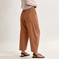 thumbnail image 5 of QIYAGBSA Women's Striped Pants Relaxed Wide Leg Drawstring Waist Summer Casual (Brown, 3XL), 5 of 5