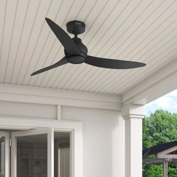 Restored Hunter Fan 52 Inch Matte Black Indoor/Outdoor Ceiling fan with Remote for Bedroom, Office, Kitchen, Porch (Refurbished)