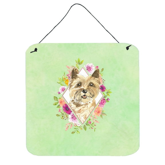 Carolines Treasures CK4410DS66 Cairn Terrier Green Flowers Wall or Door Hanging Prints 6x6 multicolor