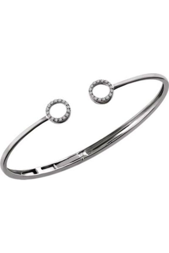 14K White 1/6 CTW Diamond Circle Hinged Bangle 7" Bracelet in 14k White Gold
