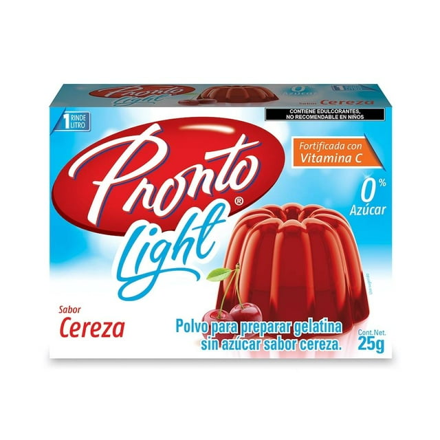 Polvo para preparar gelatina Pronto de agua light sabor cereza 25 g