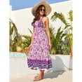 thumbnail image 2 of Yesfashion Women's Boho Deep V Neck Backless Flowy Floral Maxi Beach Dress, 2 of 5