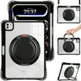 thumbnail image 2 of ELEHOLD Shockproof Case For iPad Air 13-inch M3 (2025) / M2, iPad Pro 12.9  (2022/2021/2020/2018) Full Body Protection Clear Rugged Cover, 360° Rotating Ring Hand Grip Stand Shoulder Strap,Black, 2 of 9