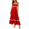 thumbnail image 1 of WTXUE Robes Maxi en Liquidation, Robe Nuisette Sans Manches Élégante à Encolure Carrée, Femmes 2024 Été Robe Longue Fluide à Étages Type Camisole Unie Vestidos Casuales Para Mujer Verano Maxi Women, Rouge+l(US:10-12), 1 of 9