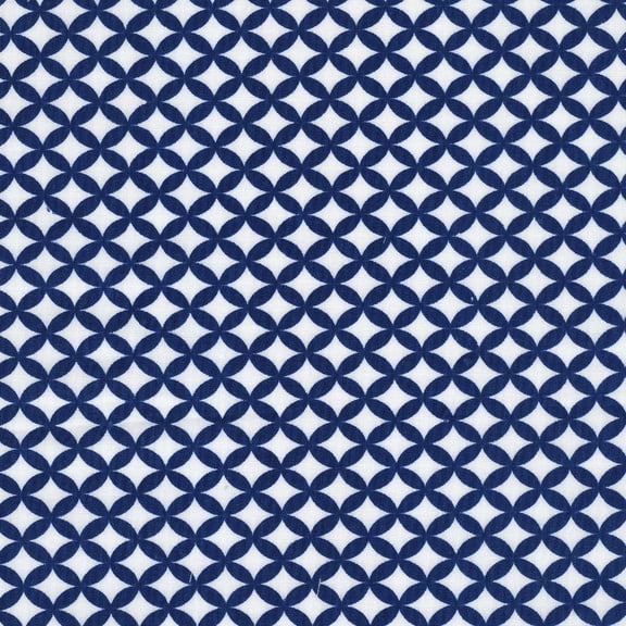 Shason Textile 45" x 3 yd Cotton Polyester Blend Geometric Sewing & Craft Fabric, Blue and White
