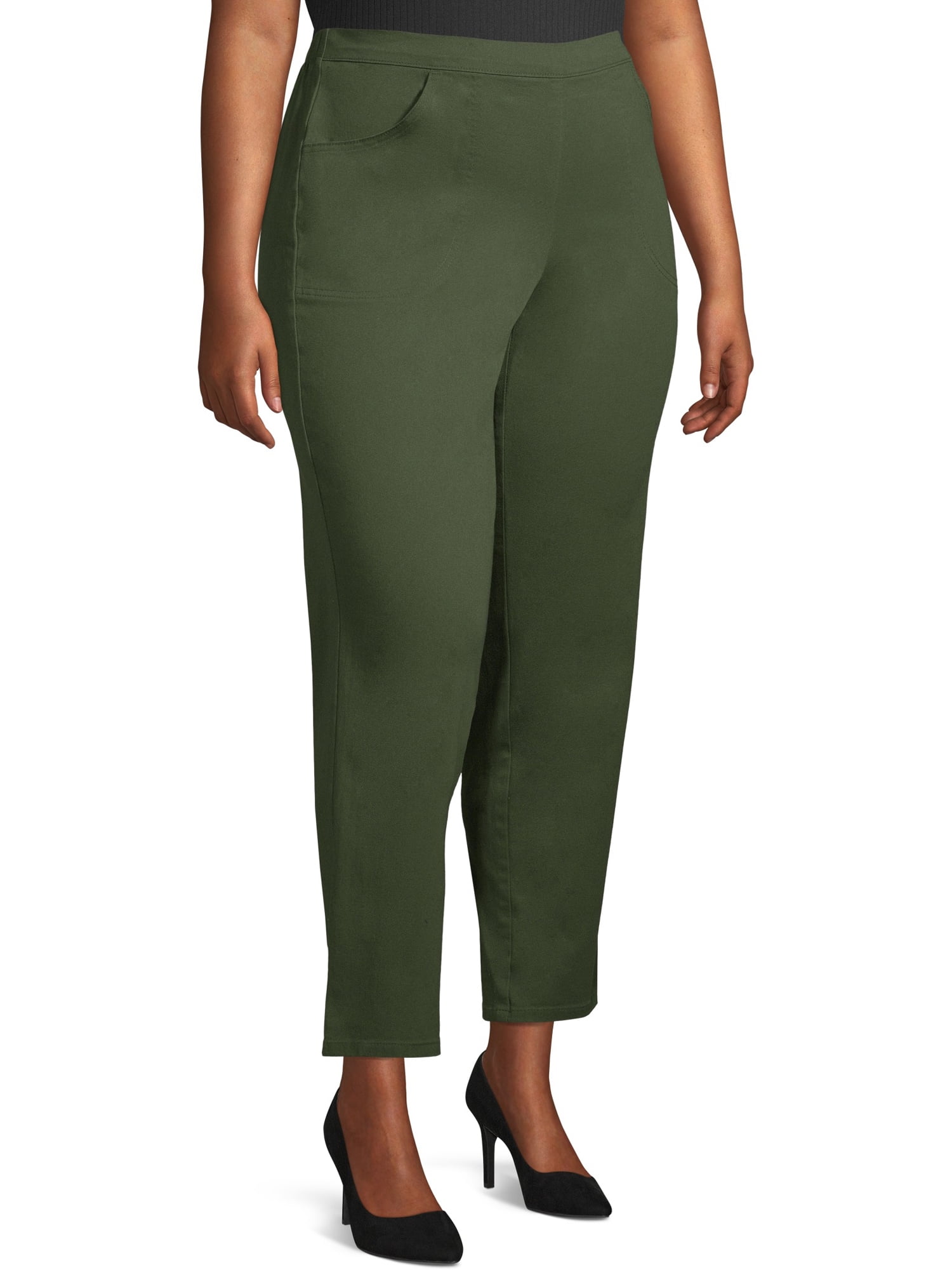 Plus Size Pull on Stretch Woven Pants 