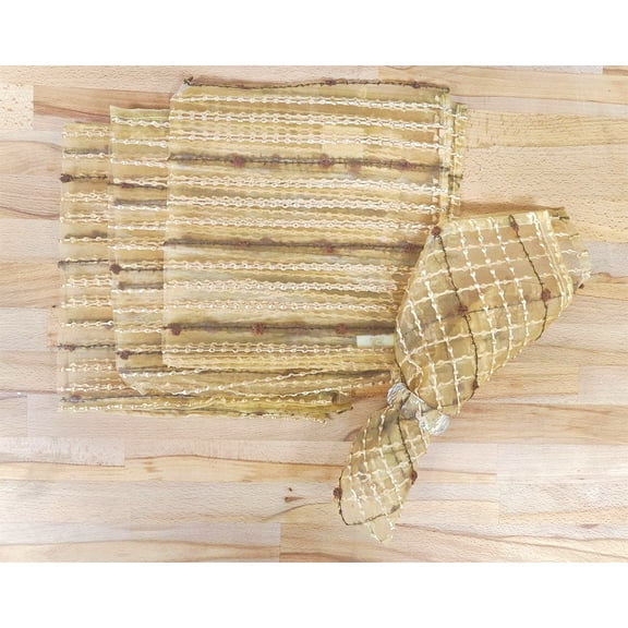 Fennco Styles Fontani Fuzzy Stripe Sheer Decorative Napkins, Set of 4 (20"x20", Gold)