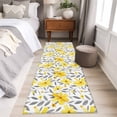 thumbnail image 4 of 2'x6' Rug Runners for Hallways Kitchen, Yellow Flowers Non Slip Entryway Beside Floor Carpet Runner, Farmhouse Watercolor Florals Grey Leaves Laundry Room Bedroom Throw Rugs Mat for Family Pet, 4 of 8