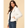 thumbnail image 4 of Abrigo mullido de piel sintética Allegra K chaqueta recortada para mujer Otoño Invierno blanco S, 4 of 6