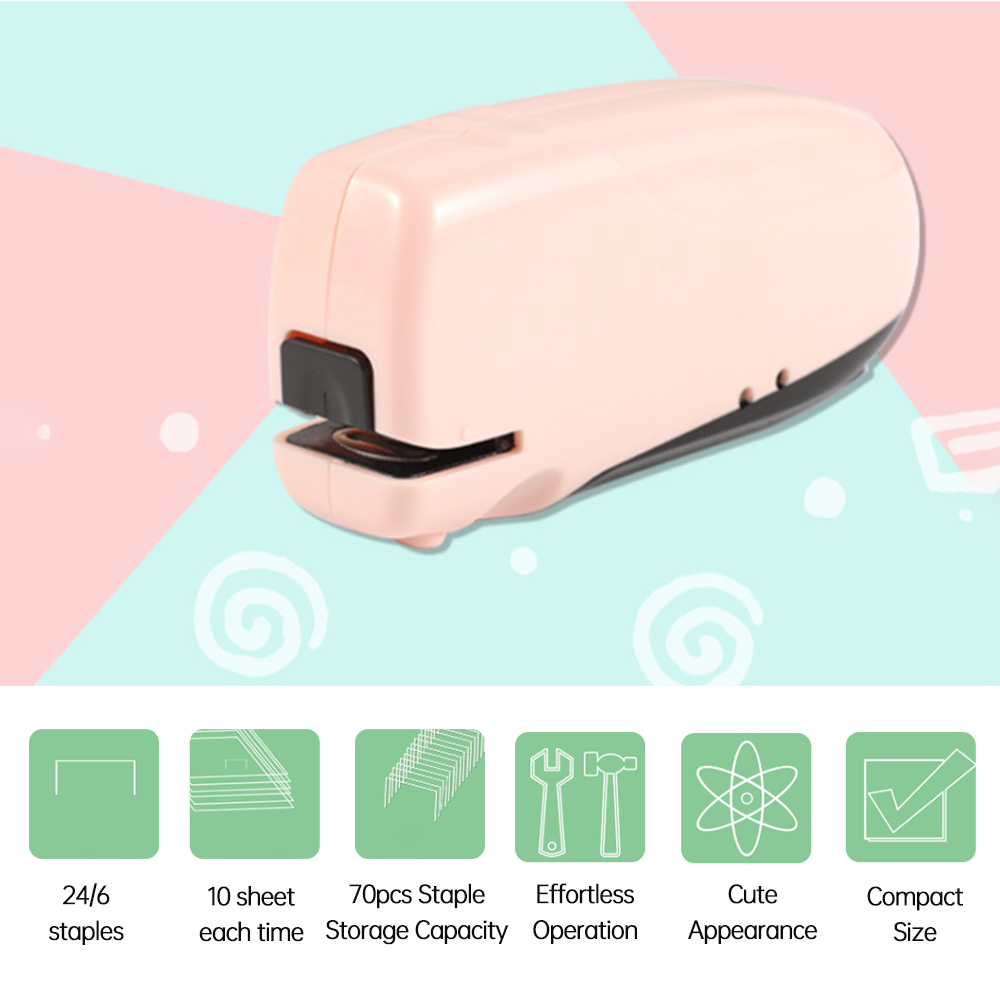 Agrafeuse électrique Automatique – Jusqu’à 10 Feuilles, Batterie Intégrée, Agrafes 24/6, Parfaite Bureau Ou Maison