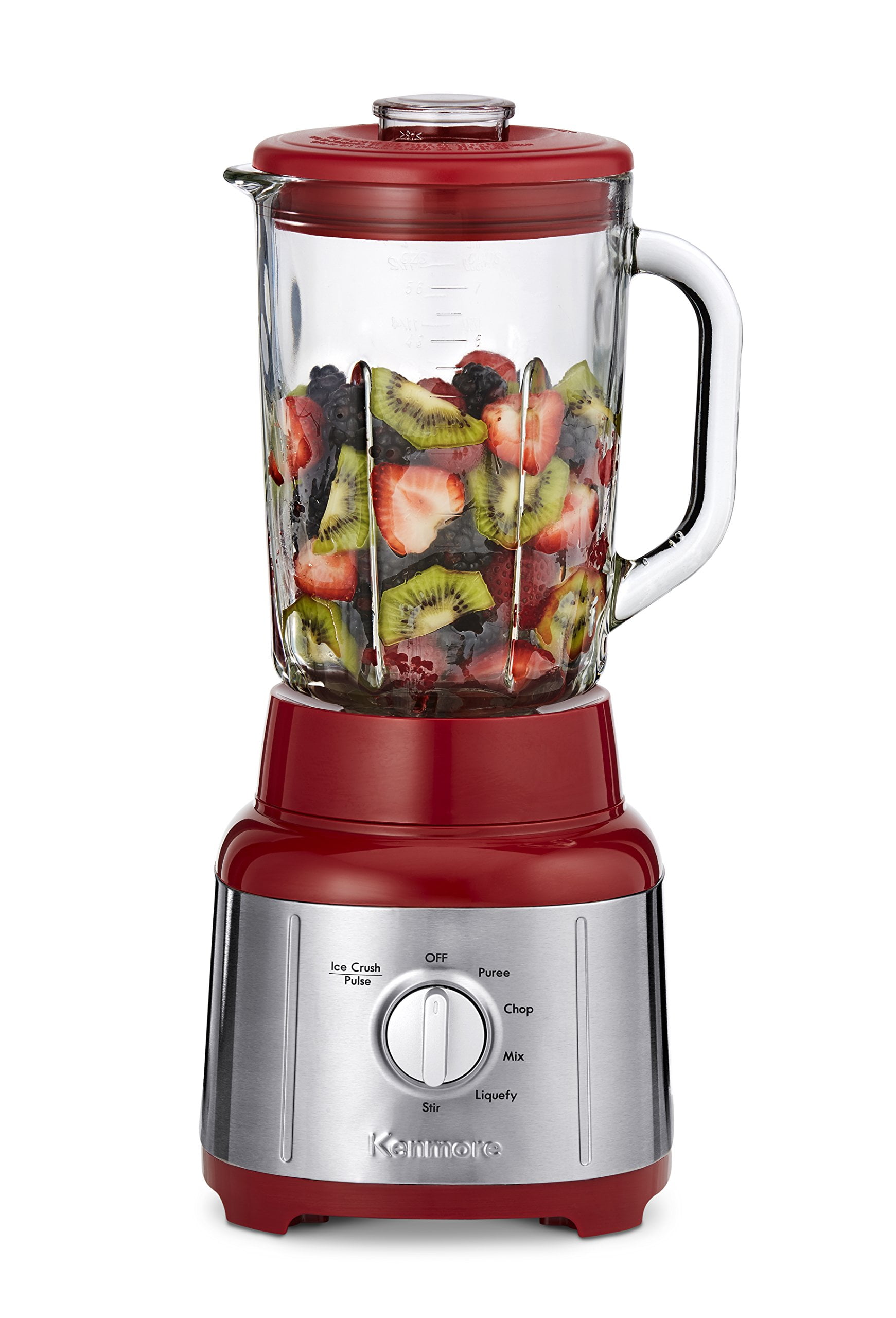 Kenmore 64 oz Stand Blender, 1200W, Smoothie and Ice Crush Modes, Red