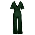 thumbnail image 5 of up to 60% off Gifts Usmixi Womens Jumpsuits Business Empire Waist Wide Leg Maxi Jumpsuits with Pocket Trendy Solid V-Neck Elbow-Length Long Summer Rompers Green m, 5 of 6