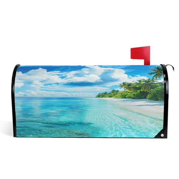 Ryvnso Mailbox Cover Summer Beach Magnetic Mailbox Wrap Standard Size 21x18 Inch
