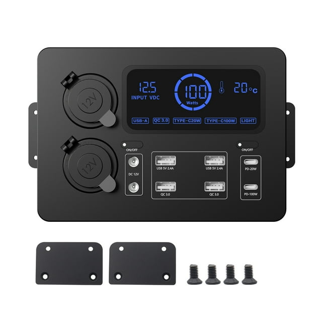 Mistaha 12V Mini Power Box with 100W High Power Screen Display for RVs, SUVs, Boats & Cars Charging in Australia - ABS Plastic, USB Ports, QC3.0, Type-C, CIG Socket, Quick Connect Plug, Circuit