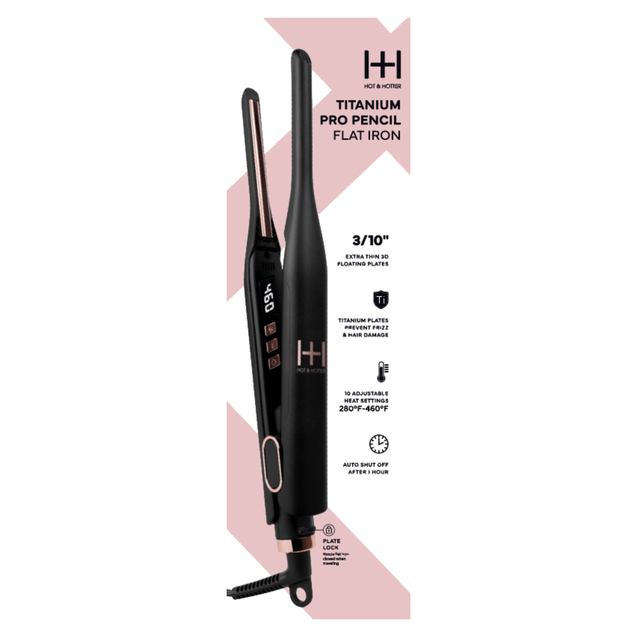 Hot & Hotter Nano Titanium Digital Pencil Flat Iron, Black photo 7