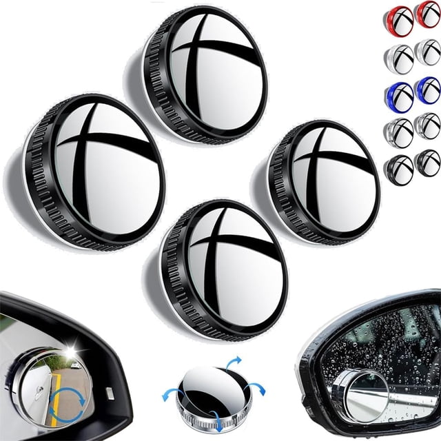 Espejo retrovisor convexo para coche con ventosa, espejo retrovisor ajustable con rotación de 360 grados, espejo retrovisor gran angular convexo extraíble, visión gran angular de alta definición, para