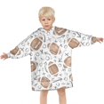 thumbnail image 3 of Football with Symbols Pattern Blanket Hoodies for Kids 6-13YR Oversize Wearable Blanket Hoodies for Boys Girls Teens, 3 of 7