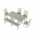 thumbnail image 3 of WestinTrends Malibu 6 Piece Outdoor Dining Set with Bench, All Weather Poly Lumber Patio Table and Chairs Set, 71" Trestle Dining Table with Umbrella Hole, 5 Patio Chairs with Bench, Sand, 3 of 8