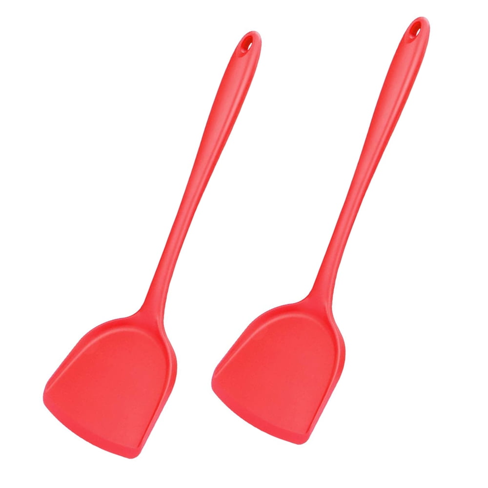 2Pack Silicone Wok Spatula, Upgrade Nonstick Turner Spatula Heat Resistant Solid Silicone Stir