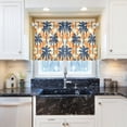 thumbnail image 5 of Yayeee Kitchen Curtains Tier Pair Light Filtering 27"x24" Rod Pocket Short Cafe Window Panel, Dark Blue Palm Pattern, 5 of 7