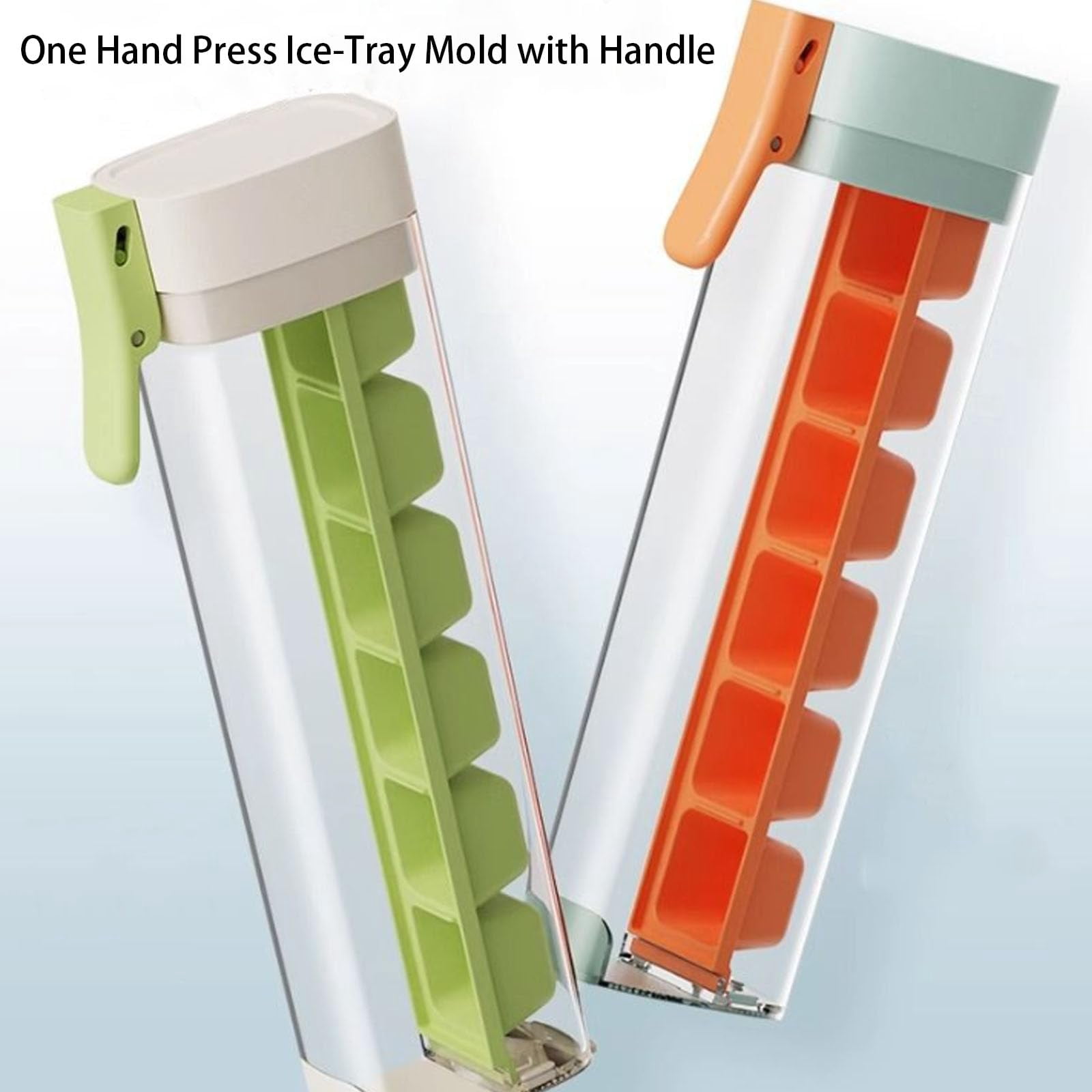 One Glass Ice Maker, Ice Cube Tray, One Hand Press Ice-Tray Mold with Handle, 6 Grid Easy Release Icess Cube Mold, Space-Saving Design and Easy Maintenance