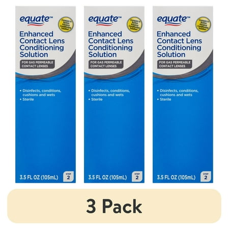 (3 pack) Equate Enhanced Hard Contact Lens Conditioning Solution Step 2, 3.5 fl oz, Compare to Boston Advance Conditioning Solution