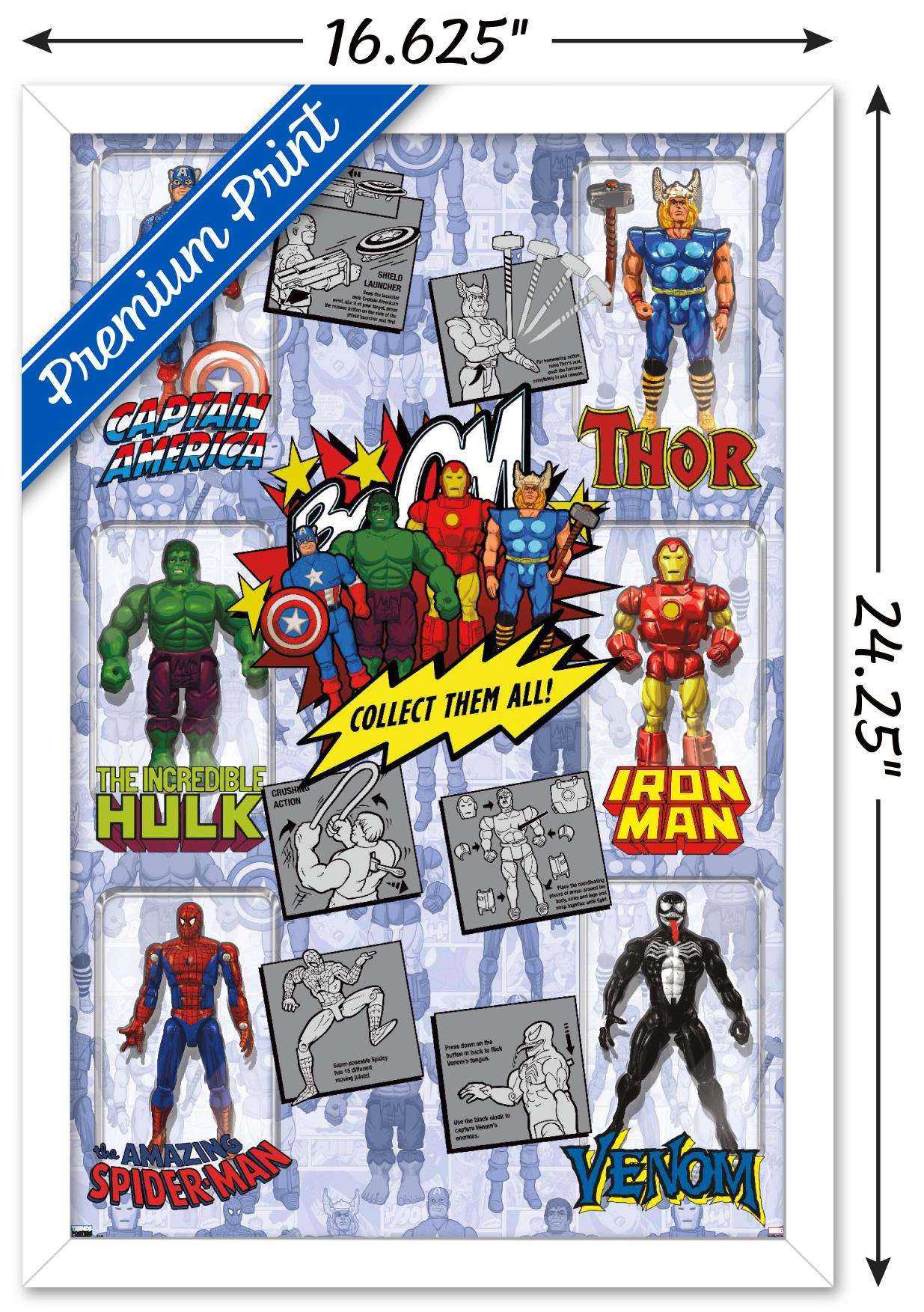 Marvel Comics - Action Figures Wall Poster, 14.725" x 22.375", Framed