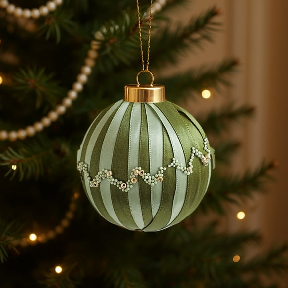 Rvkxad 8CM Cloth Christmas Ball with Glutinous Powder, Foam Pendant for Christmas Tree, Handmade Decorative Ornament
