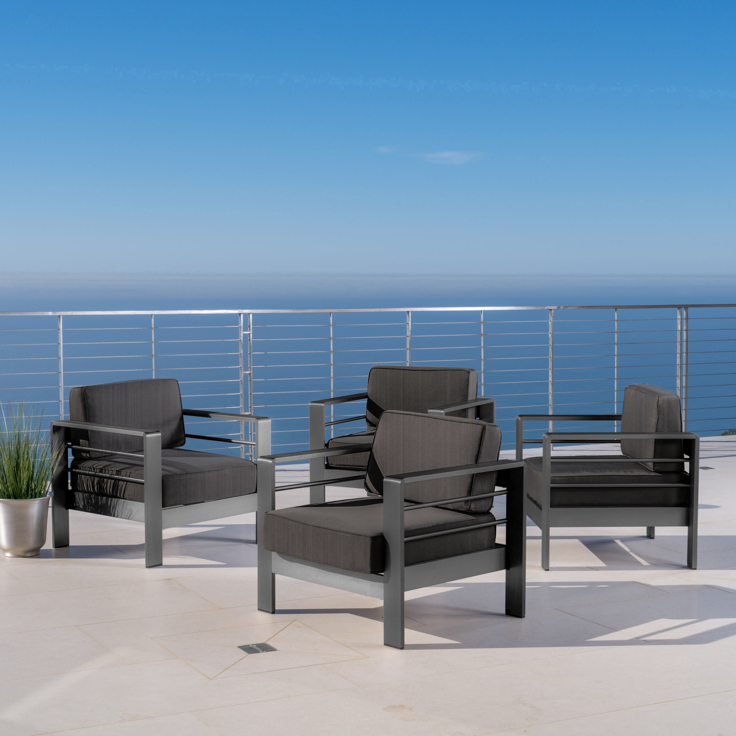 Christopher Knight Home Cape Coral Outdoor Aluminum Club Chair With Cushions Set Of 4 By Walmart Com Walmart Com