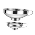 thumbnail image 1 of Embudo de cocina de 2 piezas de acero inoxidable de boca ancha con asa, de metal apto para uso alimentario, para transferir líquidos y polvos fácilmen, 1 of 9