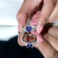 thumbnail image 5 of Rosec Jewels Heart Shape Created Blue Sapphire Ring with Diamond - Split Shank Ring (8 mm), 10K White Gold, US 9.00, 5 of 7