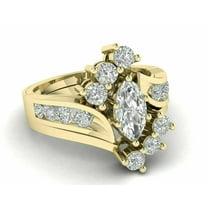 3Ct Marquise Cut White Diamond VS1 14k Gold Finish Women Cluster Engagement Ring