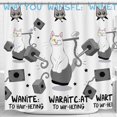 thumbnail image 1 of Whimsical Cartoon Cat Shower Curtain with Weightlifting Design - Fun Bathroom Decor, 1 of 5