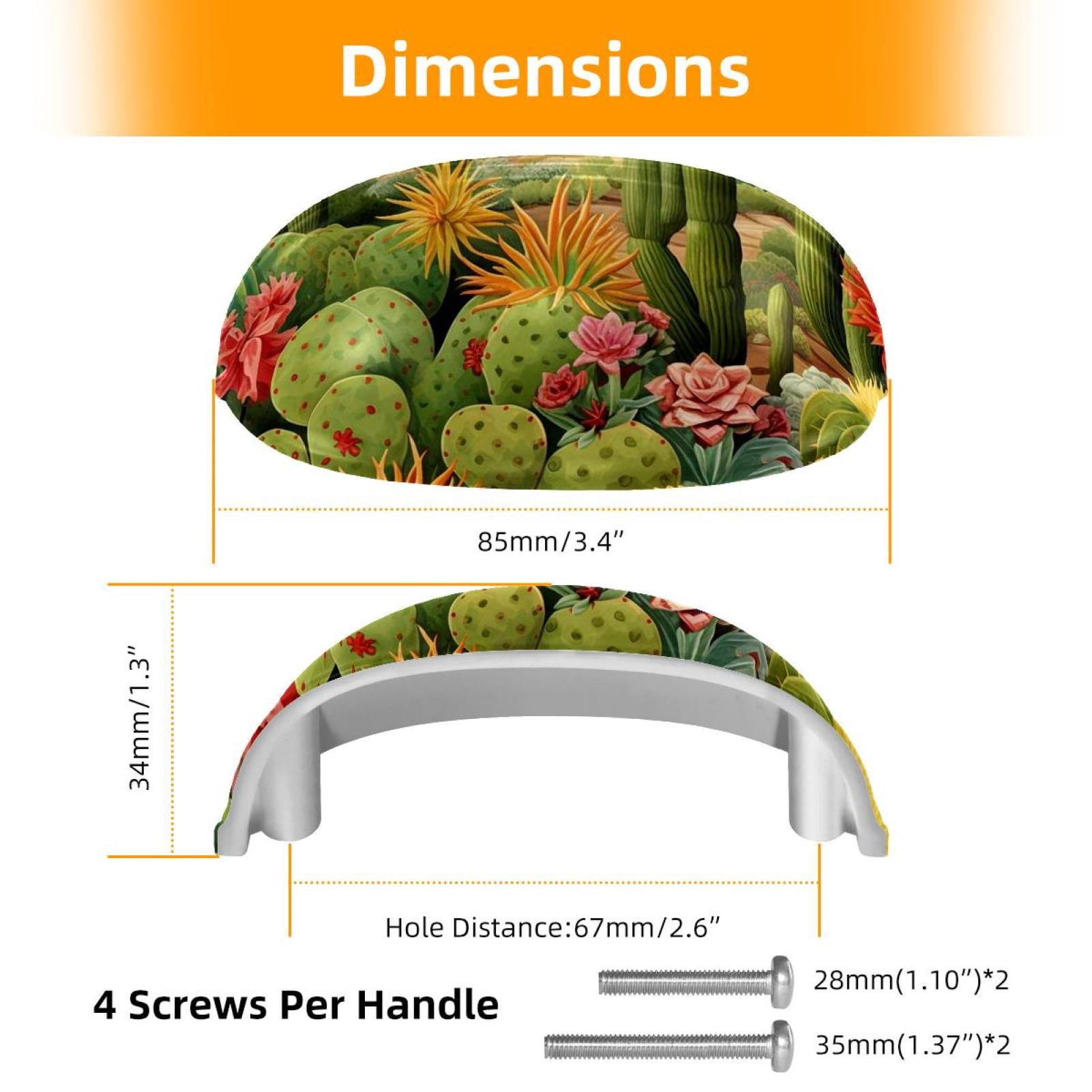 4 PCS Cabinet Cup Pull Cactus Drawer Handles with Screws for Cabinet Dresser Kitchen Home Hardware Decor
