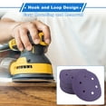 thumbnail image 5 of Unique Bargains 50 Pcs Sanding Discs, 6 Inch 6 Hole Hook and Loop Sandpaper Universal for Metal, Wood, Automotive Repair Durability Ceramic Polyester Film Purple 220 Grit, 5 of 7