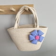 thumbnail image 1 of Xiao Hua Bolso de hombro tejido para mujer, bolso de mano y neceser, elegante bolso de playa de verano, 28 x 11 x 15 cm (blanco C), 1 of 4