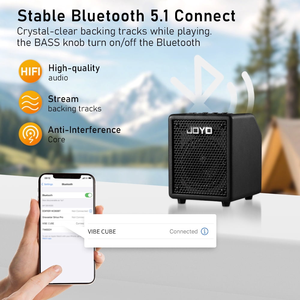 JOYO 30W Bass Amp Portable Combo Amplifier 4" Speaker with Bluetooth 5.1 + OTG Direct Recording | 3-Band EQ + Compressor