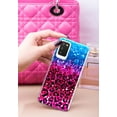 thumbnail image 3 of FINCIBO Soft TPU Clear Case Slim Protective Cover for Samsung Galaxy A03S 4G LTE (Not 5G) 6.5" 2021, Blue Glitter Sparkle With Black Pink Glitter Leopard, 3 of 3