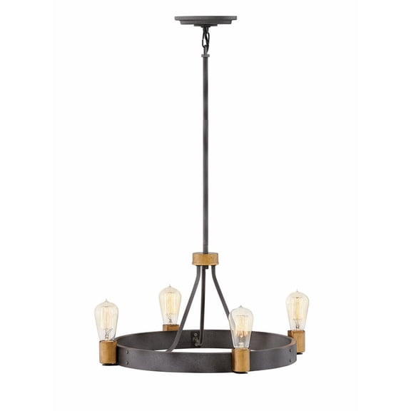 4264DZ Hinkley Lighting Silas - Four Light Small Chandelier in Industrial Style - 22 Inches Wide by 11 Inches High