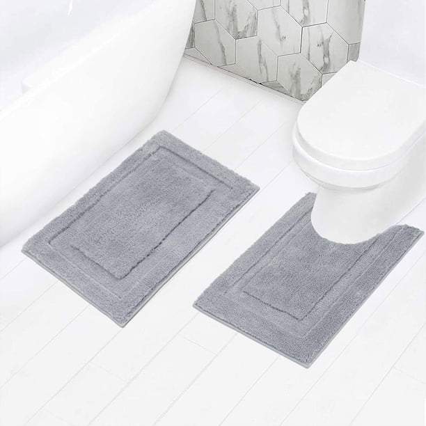 Juego de Alfombrillas de Baño SHACOS en Forma de U 40x60 cm y 50x60 cm Gris
