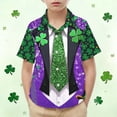 thumbnail image 2 of LEKWK Boys St. Patrick's Day Shirt Faux Leprechaun Vest Graphic Short Sleeve Button Down Top Novelty Irish Costume, 2 of 7