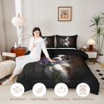 thumbnail image 3 of Homewish Kawaii Dog Twin Comforter Sets,Purple Daisy Floral Bedding Set,Pet Lover Decor,Black Reversible,2 Pieces,1 Comforter and 1 Pillowcase, 3 of 7