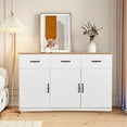thumbnail image 2 of Resenkos White Sideboard Buffet Cabinet with 3 Drawers and 3 Doors Adjustable Shelves Buffet Server for Kitchen Dining Room, 2 of 7