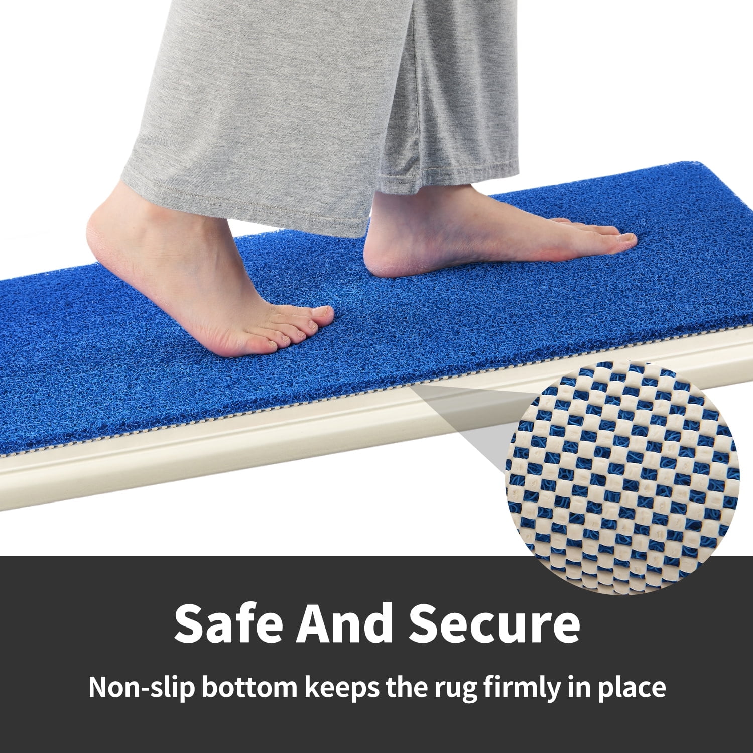 SIXHOME Non Slip Shower Mat 16"x24" PVC Loofah Shower Mats for Bathtub Quick Drying Shower Floor Mat with Comfortable Textured Surface Easy Cleaning Shower Mat for Shower Stall Blue