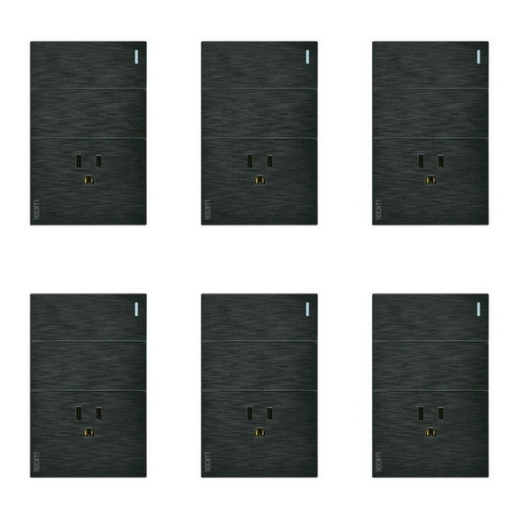 Placa Con 2 Apagadores Sencillos Y 1 Contacto Lucek FlatPack 6 negro