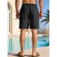 thumbnail image 6 of Men's Cotton Linen Drawstring Elastic Waist Knee Length Shorts Black S, 6 of 10