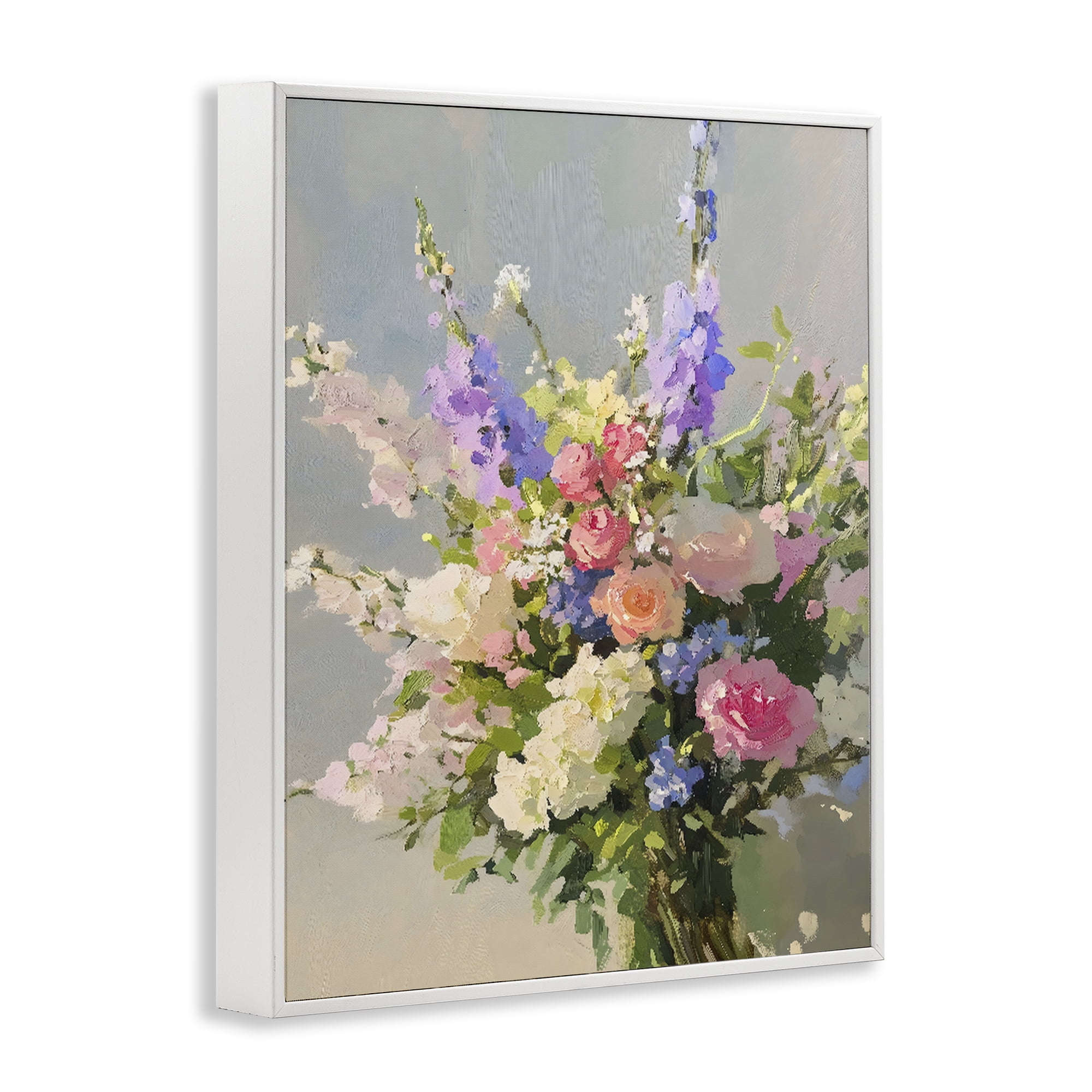 Stupell Industries Romantic Pastel Garden Bouquet White Framed Giclee Art, design by The Prints Vibe