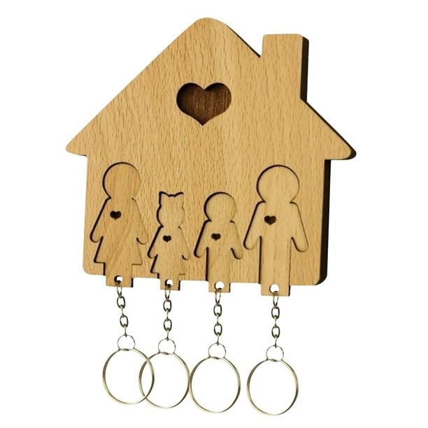 Promotion!Maojin Llavero de madera,colgante de pared para el hogar de pareja,juego de llaveros para el hogar con 2/4 llaveros - llavero - montado en la pared - decoración